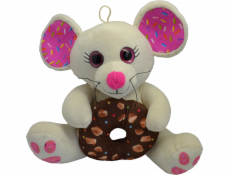 Myš s donutem bílá 30 cm