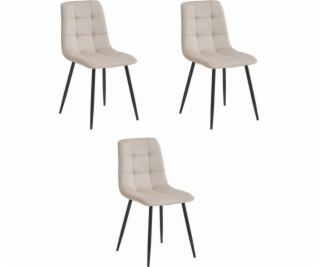 Leobert Židle KARA - béžový samet / černé nohy x 3