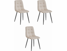 Leobert Židle KARA - béžový samet / černé nohy x 3