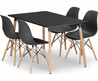 Leobert Sada obdélníkového stolu ADRIA 120x80 černý + 4 ž...