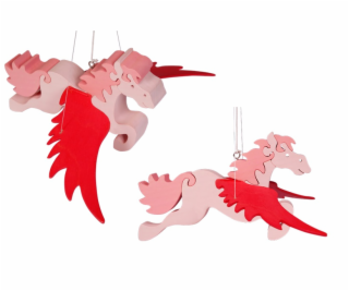 Fauna Dřevěný létající kůň na zavěšení růžový