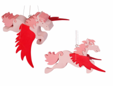 Fauna Dřevěný létající kůň na zavěšení růžový