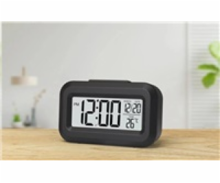 WG - Budík s vnitřním teploměrem WG DigiTherm Alarm, černá