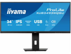 iiyama ProLite XUB3493WQSU-B6 - LED monitor - 34  - 3440 x 1440 UWQHD @ 120 Hz - IPS - 400 cd/m? - 1000:1 - 1 ms - 2xHDMI, DisplayPort - reproduktory - matná cern