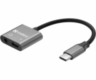 Sandberg USB-C audio adaptér PD65W, nabíjení + 3,5mm jack