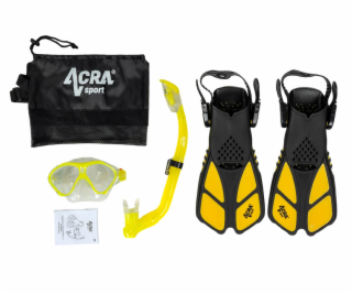 Šnorchlovací set 3 v 1, DĚTSKÝ, ŽLUTÝ, obsahuje masku, pl...