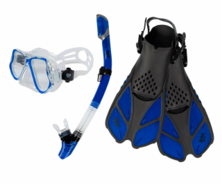 Šnorchlovací set 3 v 1, MODRÝ/TRANSPARENTNÍ, S/M, ploutve...