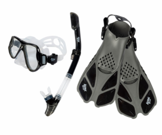 Šnorchlovací set 3 v 1, ČERNÝ/TRANSPARENTNÍ, S/M, ploutve...