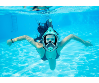 Šnorchlovací maska, tyrkysová, celoobličejová, velikost L/XL