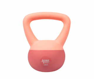 ACRA Soft PVC Kettlebell 1 kg, růžový