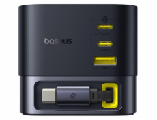Nabíječka do sítě Baseus Super GaN 100W s navíjecím kabelem USB-C 82cm, 1xUSB, 2xUSB-C černá