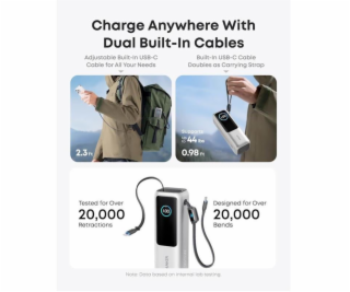 Powerbanka Anker 25000mAh, 165W s kabelem USB-C stříbrná