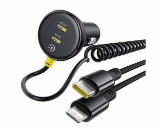 60W nabíječka do auta Baseus USB-C + kabel Lightning (černá)