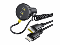 60W nabíječka do auta Baseus USB-C + kabel Lightning (černá)