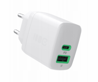 Green Cell 30W nabíječka do zásuvky 1x USB-C 1x USB-A bílá