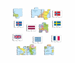 Larsen Vzdělávací puzzle Evropa Mapa a vlajky 70 dílků