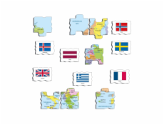 Larsen Vzdělávací puzzle Evropa Mapa a vlajky 70 dílků