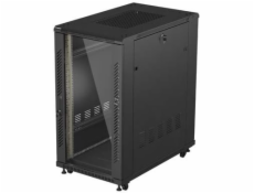 Lanberg 19  22U 600x1000 černá stojící racková skříň se skleněnými dvířky (ploché balení)