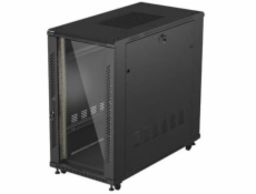Lanberg 19  22U 600x1200 černá stojící racková skříň se skleněnými dvířky (ploché balení)