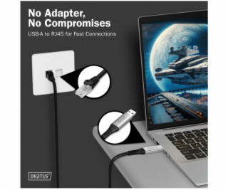 Digitus Adaptérový kabel USB-A - RJ45 Cat. 6A S/FTP, 1 Gb...