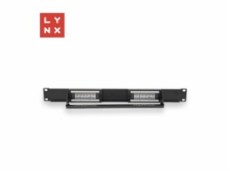 LYNX 19  patch panel 12-port, UTP Cat6, 50µ, nestíněný, černý