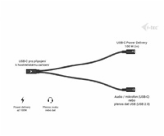i-tec přípojný kabel USB-C Splitter Audio/Data, Power Del...