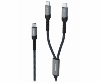 Swissten nabíjecí kabel 2v1 100w USB-C / 2x USB-C 1,5 m č...