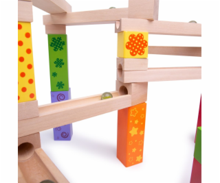 Bigjigs Toys Dřevěná kuličková dráha barevná