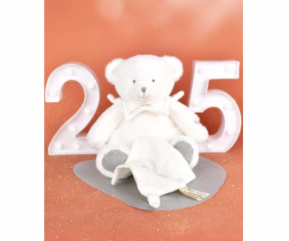 Doudou Dárková sada Plyšový medvídek s dečkou 30 cm šedý