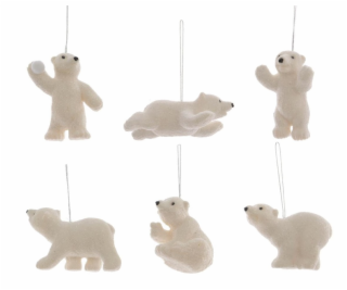 Vánoční hračka na stromeček MEDVĚD 517668, bílá, 8 cm, pl...