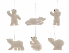 Vánoční hračka na stromeček MEDVĚD 517668, bílá, 8 cm, plastová