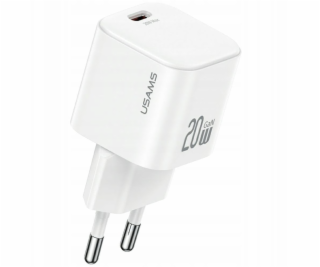 USAMS 20W nabíječka do zásuvky 1x USB-C + kabel USB-C bílá