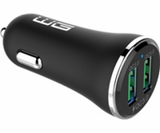 WG - Nabíječka do auta 2x USB-A 36W, QC 3.0 + QC 3.0, černá