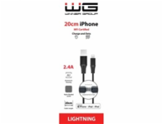 WG - Datový kabel Lightning MFi na USB-A, 20 cm, 2.4A, černá