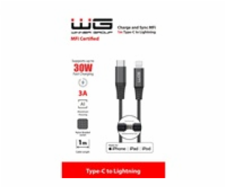 WG - Datový kabel Lightning MFi na Type-C, 1 metr, 3A, černá