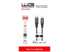WG - Datový kabel Lightning MFi na Type-C, 1 metr, 3A, černá