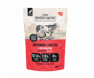 WIEJSKA ZAGRODA Beef with duck - vlhké krmivo pro psy - 500g