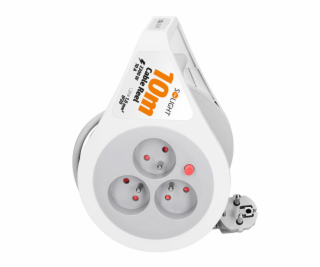 Solight prodlužovací přívod na bubnu 10m, 3 zásuvky, šedý...