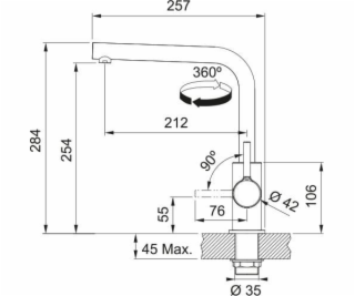 Franke Lina L páková baterie s výsuvným výtokem, hnědá