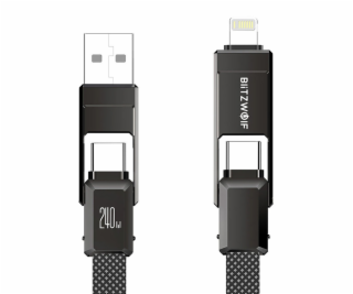 Blitzwolf BW-HDC7 4 v 1 USB+C+Hromosvod 240W 1,2 m (černý)