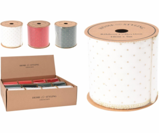 Dárková balicí stuha, bílá/červená/zelená, 10x500 cm