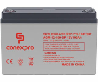 Baterie Conexpro AGM-12-100-DP VRLA AGM 12V/100Ah, M8, De...