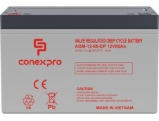 Baterie Conexpro AGM-12-80-DP VRLA AGM 12V/80Ah, M6, Deep cycle, živ. 10 let 