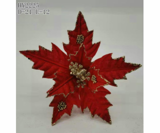 Umělá květina vánoční hvězda Dezhou HY2225, červená, 120 mm