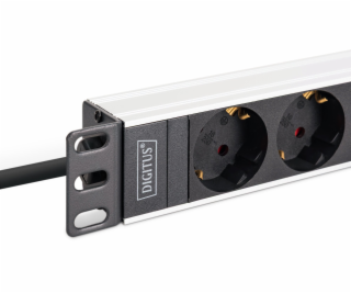 Digitus PDU Rack 19 , 9 zásuvek Schuko CEE 7/3 (45°), kab...
