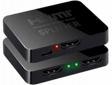 Lanberg HDMI video rozbočovač - 2x HDMI 4K + USB-C port černý