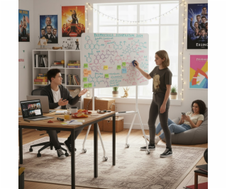 Mobilní tabule Ergo Office se suchým stíráním, horizontál...