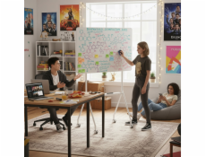 Mobilní tabule Ergo Office se suchým stíráním, horizontální orientace, bílá, jednostranná, s policí, rozměry tabule 1190x790 mm, ER-306