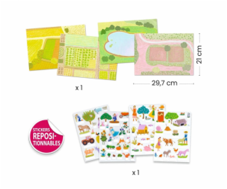 Kreativní sada Djeco Lift Up Stickers Farm