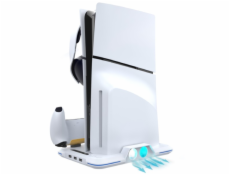 IPEGA P5S020W Multifunkční Nabíjecí RGB Stojan s Chlazením pro PS5 Slim White